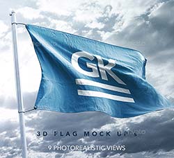 9个逼真的飘动旗帜展示模型：9 Realistic 3D Flag Mock Ups
